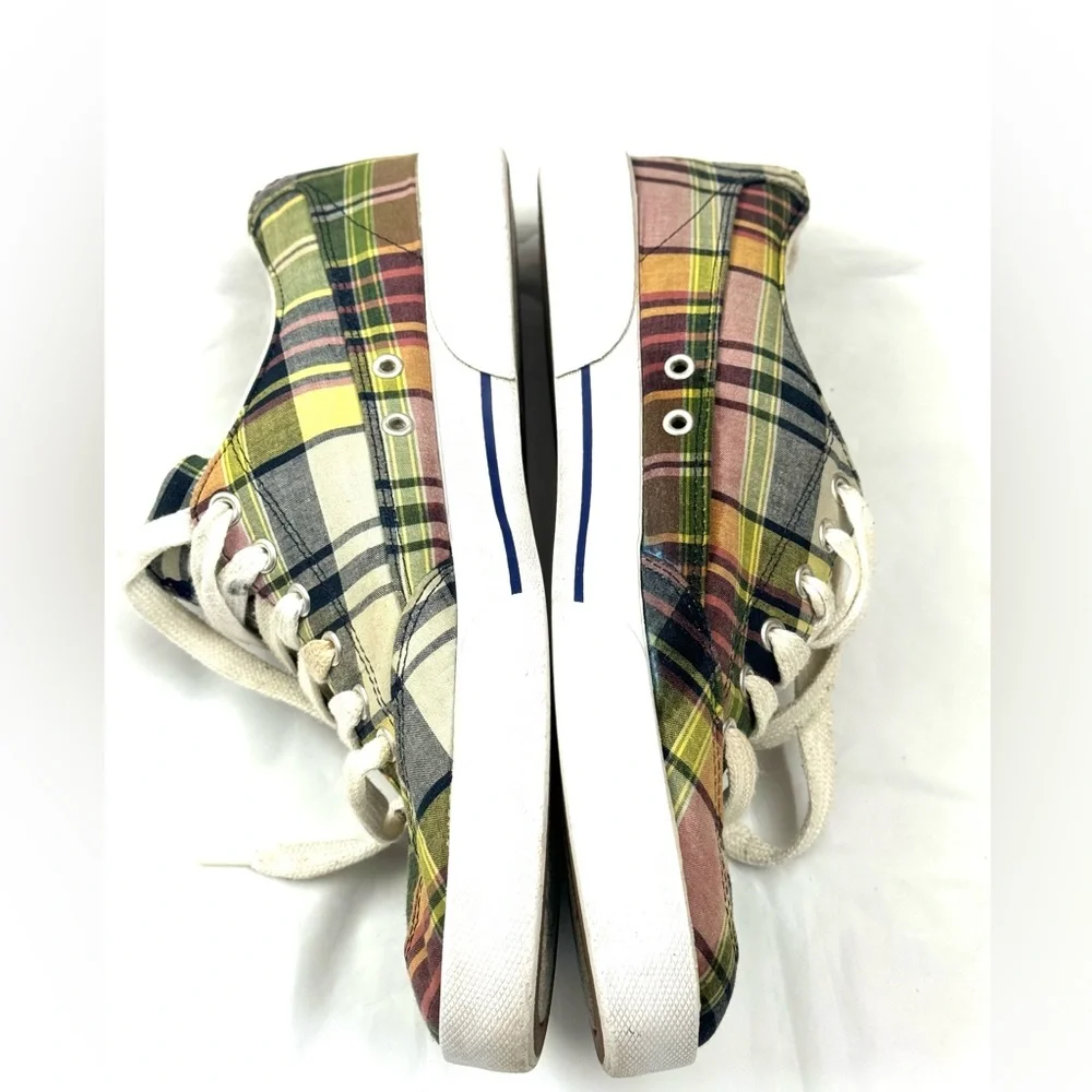 Polo Ralph Lauren Brisbane Plaid Canvas Lace-Up Sneakers - Size 10 D‎